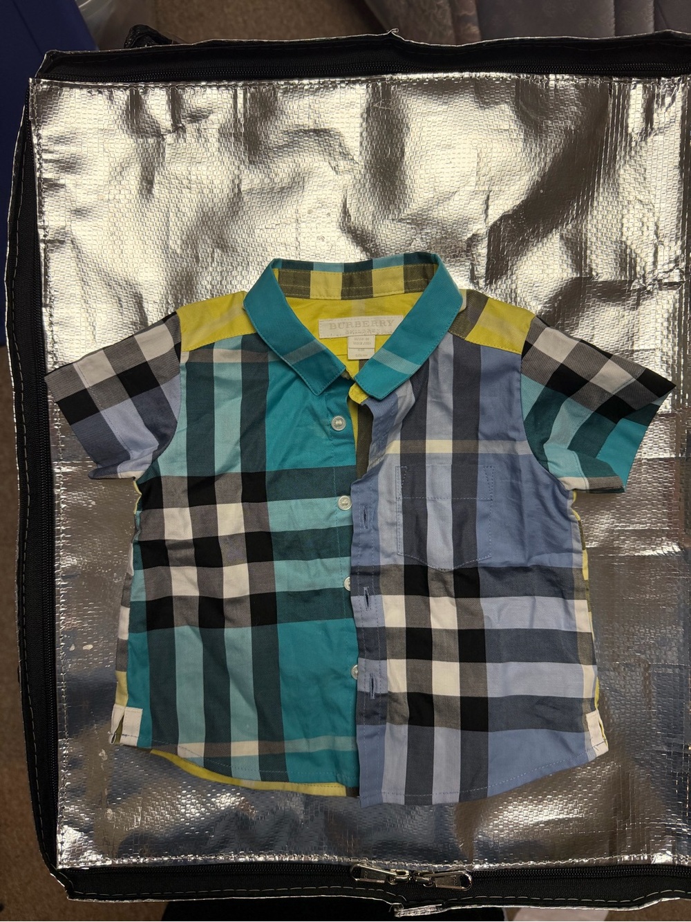 Burberry Boys' Multicolor Plaid Short-Sleeve Button-Down Shirt